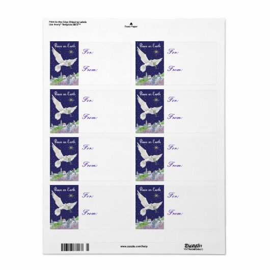 Peace on Earth Dove-Label voor kerstcadeaus Etiket (Full Sheet)