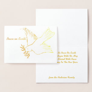 Peace on Earth Dove Olive Branch Vakantie Groeten Folie Kaarten