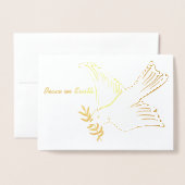 Peace on Earth Dove Olive Branch Vakantie Groeten Folie Kaarten (Voorkant met envelop)