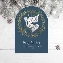 Peace on Earth Dove Peace Sign Krans Holiday Kaart