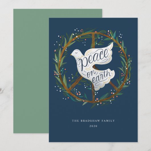 Peace on Earth Dove Peace Sign met niet-foto Feestdagenkaart (Voorkant / Achterkant)