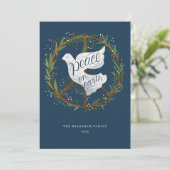 Peace on Earth Dove Peace Sign met niet-foto Feestdagenkaart (Staand voorkant)