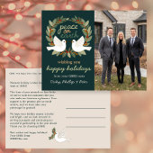 Peace on Earth Doves Business CUSTOM PHOTO  Feestdagenkaart