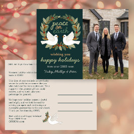 Peace on Earth Doves Business CUSTOM PHOTO  Feestdagenkaart