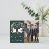 Peace on Earth Doves Business CUSTOM PHOTO Feestdagenkaart (Staand voorkant)