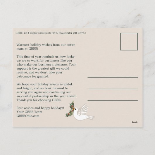 Peace on Earth Doves Business CUSTOM PHOTO  Feestdagenkaart (Achterkant)