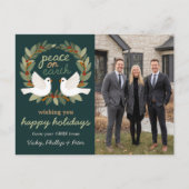 Peace on Earth Doves Business CUSTOM PHOTO Feestdagenkaart (Voorkant)