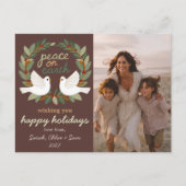 Peace on Earth Doves Christmas CUSTOM 3 FOTO Feestdagenkaart (Voorkant)
