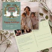 Peace on Earth Doves Christmas CUSTOM 3 FOTO Feestdagenkaart