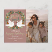 Peace on Earth Doves Christmas CUSTOM 3 FOTO Feestdagenkaart (Voorkant)