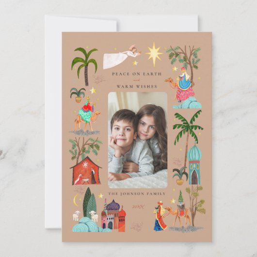 Peace on Earth Drie Wijze mannen Kerstvakantie Feestdagenkaart (Voorkant)