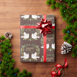 Peace on Earth Duiven Kerst Feestdagen CUSTOM Cadeaupapier