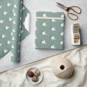 Peace on Earth Duiven Kerst Feestdagen CUSTOM Cadeaupapier