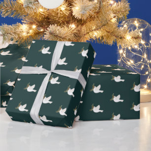 Peace on Earth Duiven Kerst Feestdagen CUSTOM Cadeaupapier