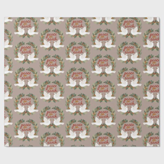 Peace on Earth Duiven Kerst Feestdagen CUSTOM Cadeaupapier (Vlak)