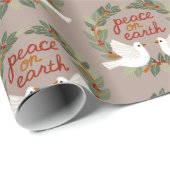 Peace on Earth Duiven Kerst Feestdagen CUSTOM Cadeaupapier (Rol Hoek)