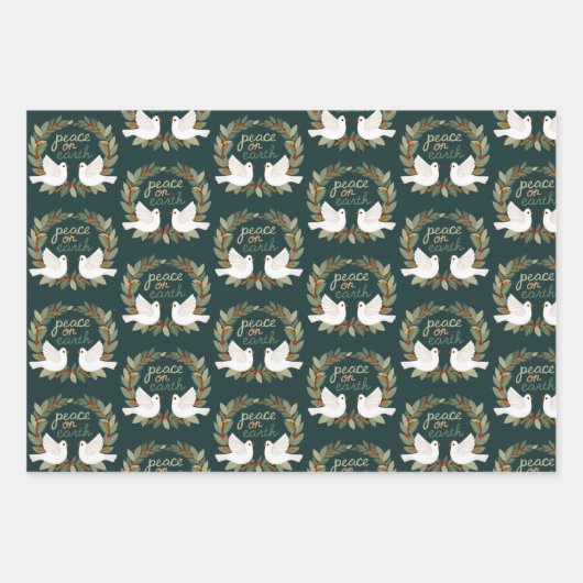 Peace on Earth Duiven Kerst Feestdagen CUSTOM Inpakpapier Vel (Voorkant 2)