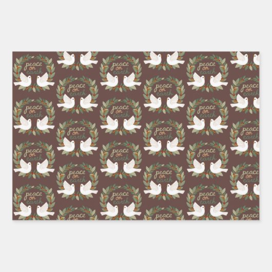 Peace on Earth Duiven Kerst Feestdagen CUSTOM Inpakpapier Vel (Voorkant)