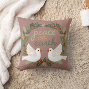 Peace on Earth Duiven Kerst Feestdagen CUSTOM Kussen