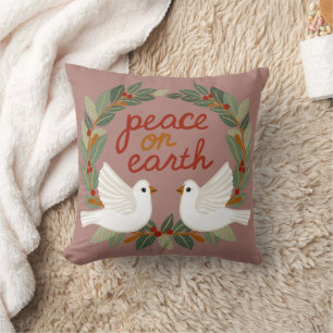 Peace on Earth Duiven Kerst Feestdagen CUSTOM Kussen