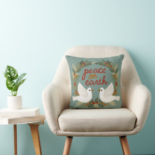 Peace on Earth Duiven Kerst Feestdagen CUSTOM Kussen