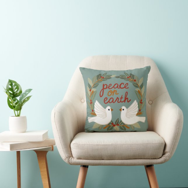 Peace on Earth Duiven Kerst Feestdagen CUSTOM Kussen (Stoel)