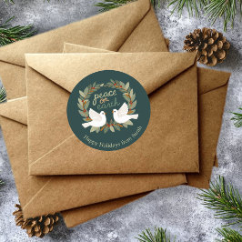 Peace on Earth Duiven Kerst Feestdagen CUSTOM Ronde Sticker