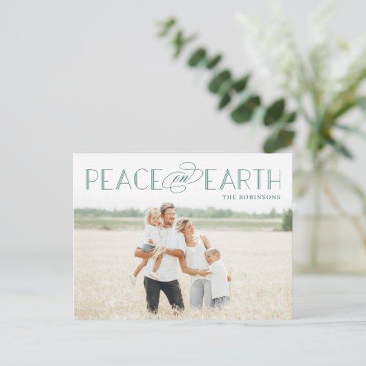 Peace on Earth Editable Color Holiday Briefkaart (Staand voorkant)