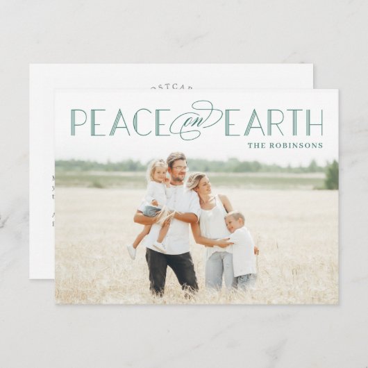 Peace on Earth Editable Color Holiday Briefkaart (Voorkant / Achterkant)