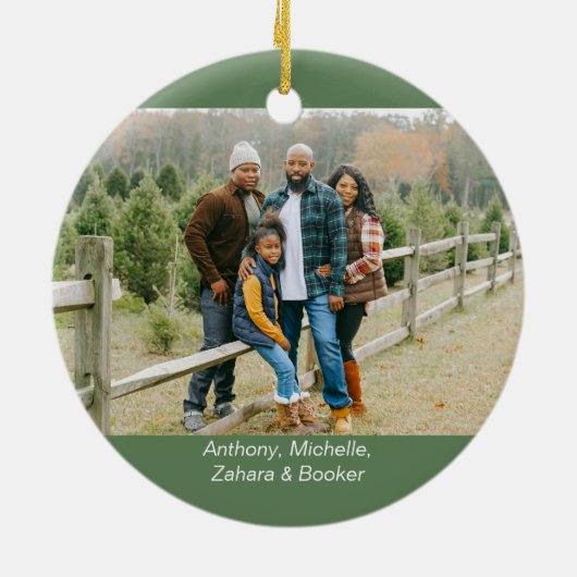 Peace on Earth Elegant Script Christmas Photo Keramisch Ornament (Achterkant)