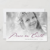 Peace on Earth | Elegant Script Photo Feestdagenkaart (Voorkant)