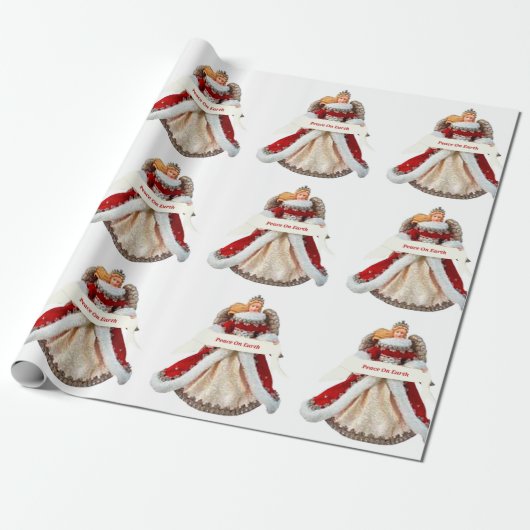 Peace on Earth Engel inpakpapier (Uitgerold)