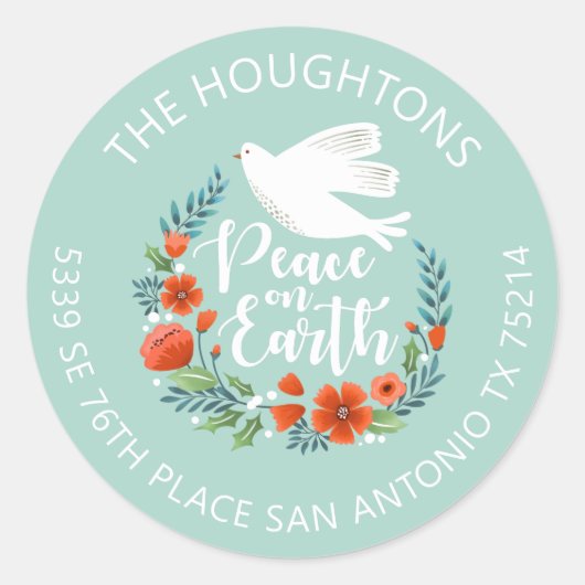 Peace on Earth-etiket voor kerstmis Ronde Sticker (Voorkant)