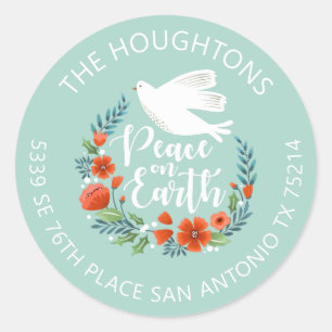 Peace on Earth-etiket voor kerstmis Ronde Sticker
