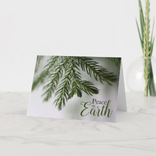 Peace on Earth Evergreen Branch Holiday Card Feestdagen Kaart