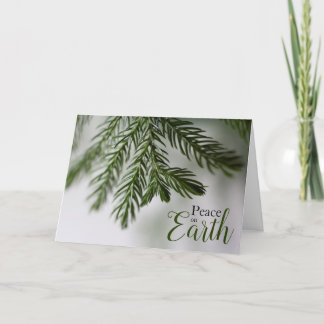 Peace on Earth Evergreen Branch Holiday Card Feestdagen Kaart