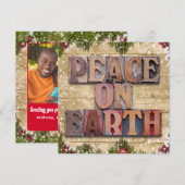 Peace on Earth Familie Foto Kerstmis Feestdagenkaart (Voorkant / Achterkant)