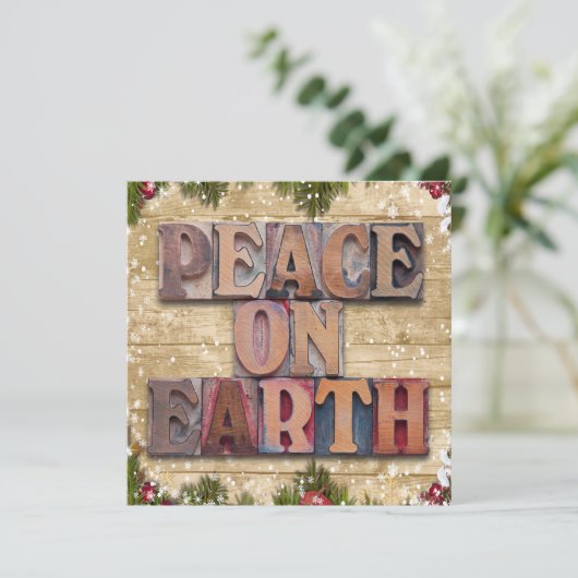 Peace on Earth Familie Foto Kerstmis Feestdagenkaart (Staand voorkant)