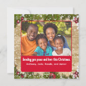 Peace on Earth Familie Foto Kerstmis Feestdagenkaart (Achterkant)