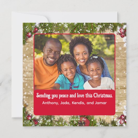 Peace on Earth  Familie Foto Kerstmis Feestdagenkaart (Achterkant)