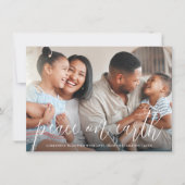 Peace on Earth Familie Fotokerstfeestdag Feestdagenkaart (Voorkant)