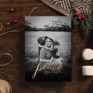 Peace on Earth Family Foto Kerstmis Feestdagenkaart