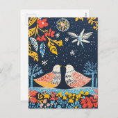 Peace on Earth, Feestvogels Natuur Folk Charm Feestdagenkaart (Voorkant / Achterkant)