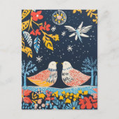 Peace on Earth, Feestvogels Natuur Folk Charm Feestdagenkaart (Voorkant)