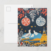 Peace on Earth, Feestvogels Natuur Folk Charm Feestdagenkaart (Voorkant / Achterkant)