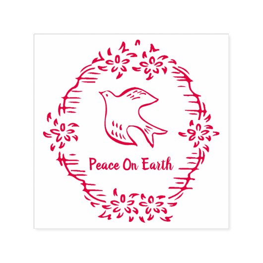 Peace on Earth Flower Christmas Christelijke duif Zelfinktende Stempel (Design)