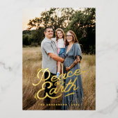 Peace on Earth Foto Kerst Kaart (Voorkant)