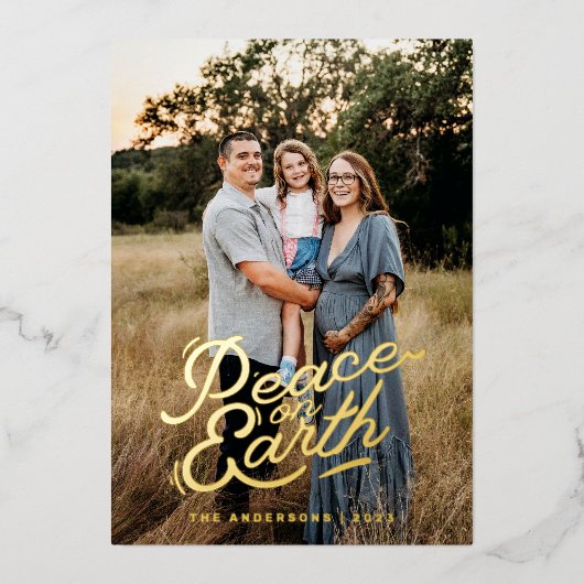 Peace on Earth Foto Kerst Kaart (Voorkant)