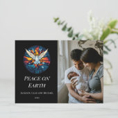 Peace on Earth Glas in lood Dove Christmas Design Feestdagenkaart (Staand voorkant)