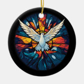 Peace on Earth Glas in lood Dove Christmas Design Keramisch Ornament (Voorkant)